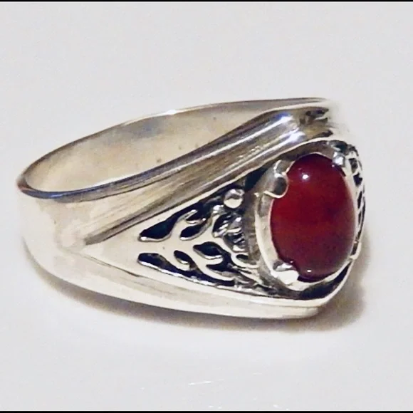 Celtic Tree of Life Ring .925 Sterling Silver w/ Genuine Carnelian made in USA - Picture 11 of 16